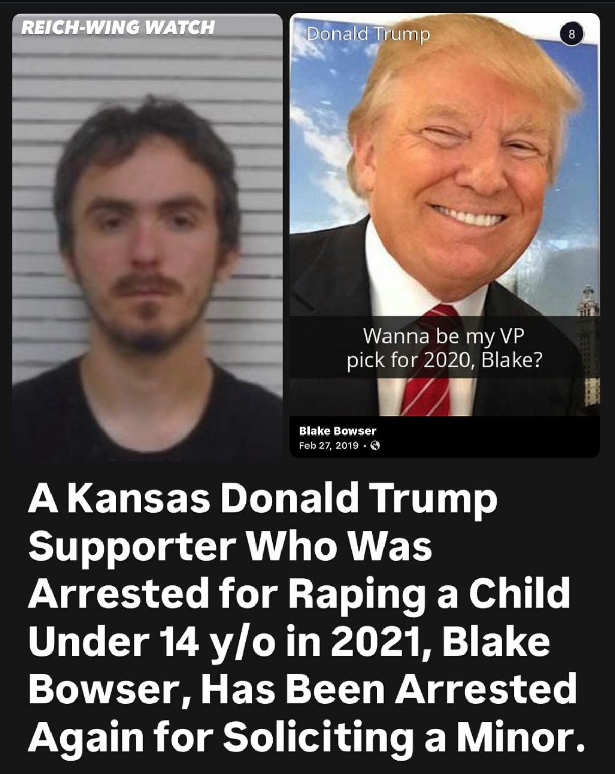 Blake Bowser, Trump supporter