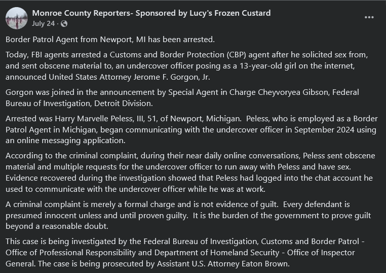 Harry Peless, Border Patrol agent