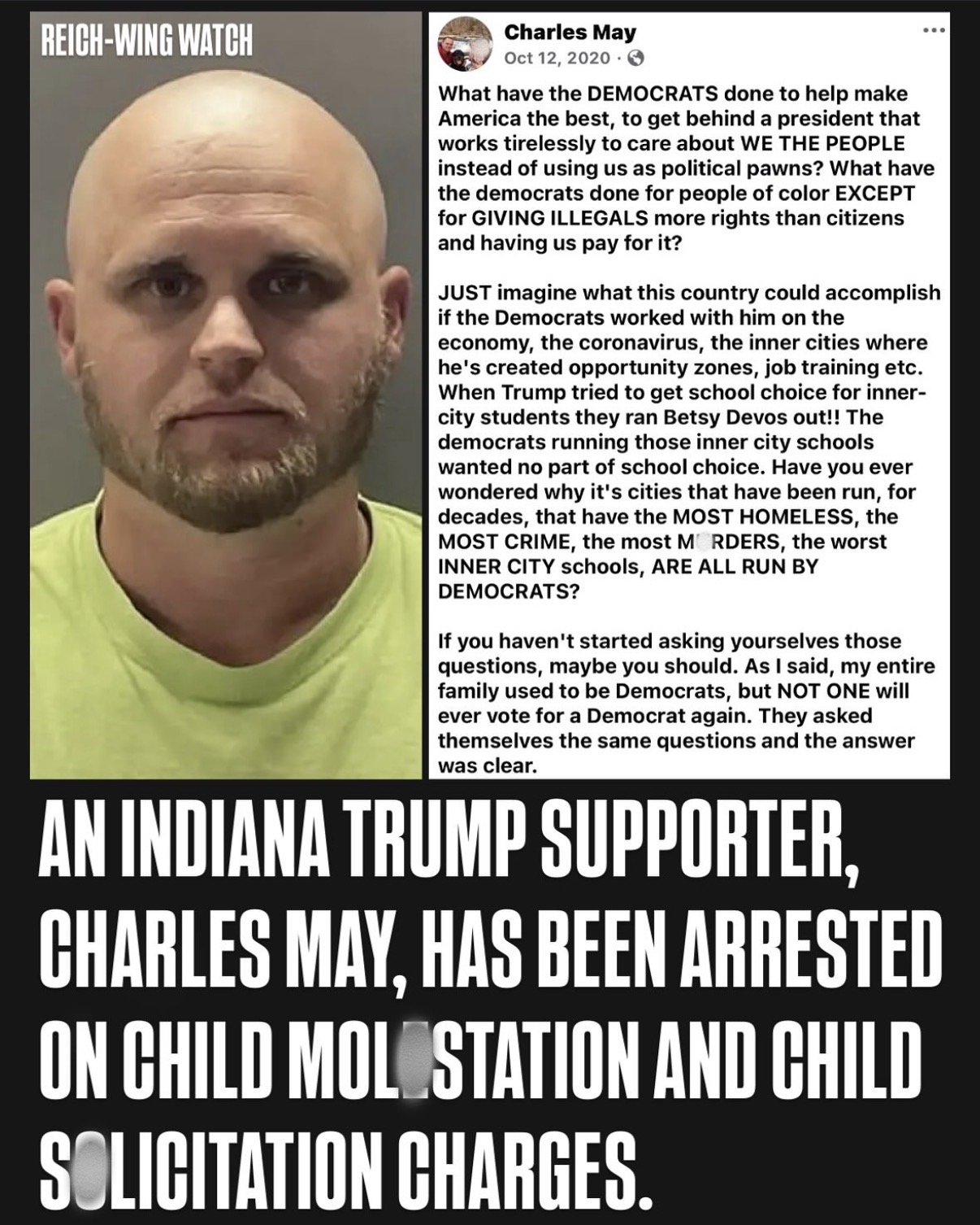Charles May, Trump supporter