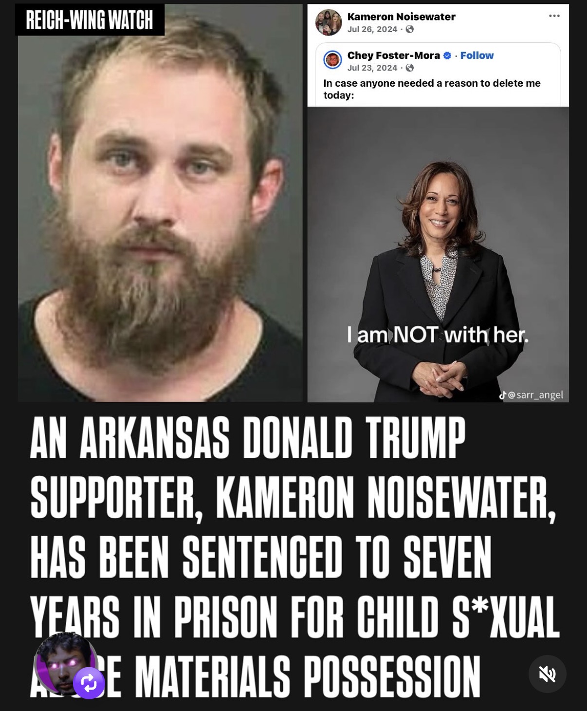 Kameron Noisewater, Trump supporter