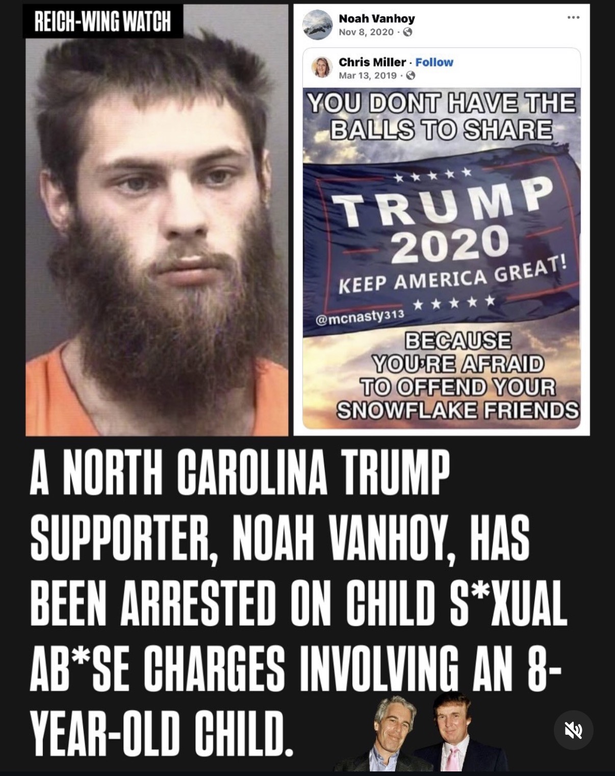 Noah Vanhoy, Trump supporter